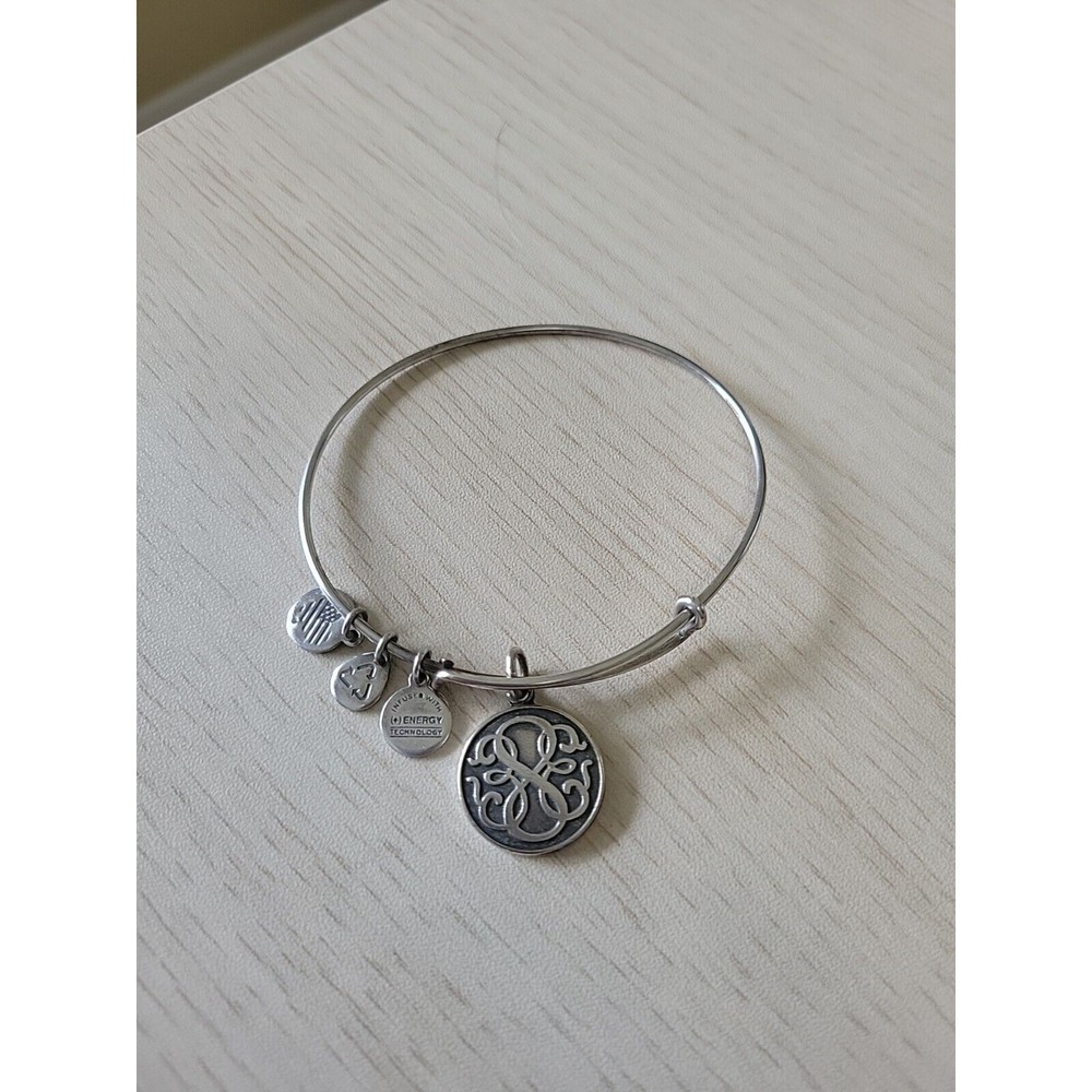 Alex and Ani Path Of Life Charm Silvertone Expandable Bangle Bracelet Medallion